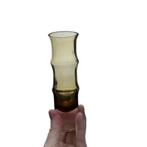 Vintage Bo Borgstrom Bamboo Glass Vase Amber MOD Scandinavian Aseda